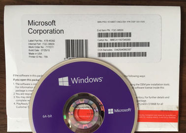 4 DVD di attivazione di chiave 64 del prodotto di Windows 10 di memoria di GB pro e COA pungenti