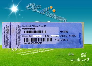 Chiave dell'OEM di Windows 7 di attivazione online pro, autoadesivo del Coa di chiave di Windows 7 Home Premium
