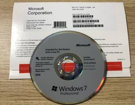 Il computer portatile del PC ha sigillato la scatola professionale del COA Windows 7 del pacchetto di Dvd