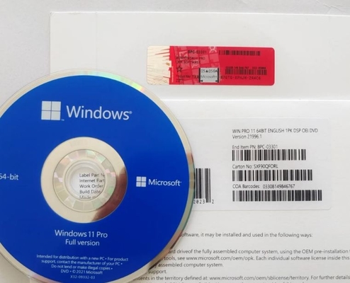 L'autoadesivo Dvd del Coa inscatola il pro originale di chiave di attivazione di Windows 11