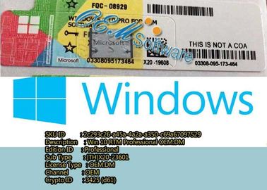 Attivazione online della pro dell'OEM di Windows 10 dell'autoadesivo di vittoria 10 pro etichetta professionale del COA