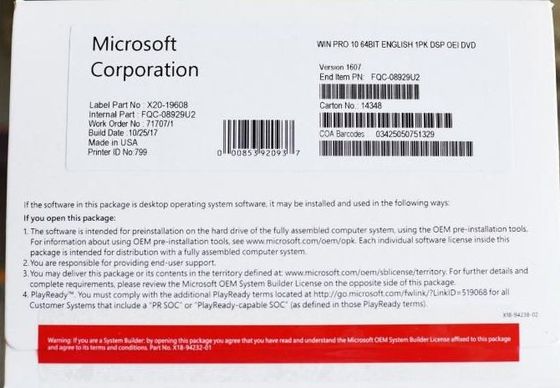 Licenza online di attivazione del computer di Windows 10 di chiave originale del prodotto